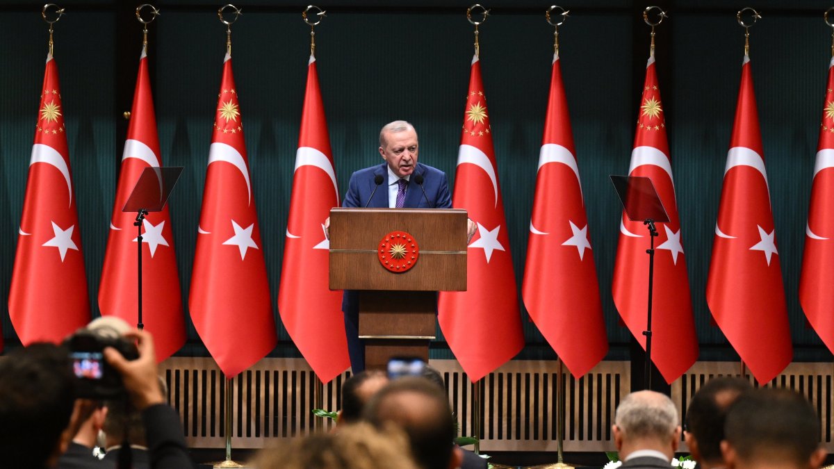 President Recep Tayyip Erdoğan speaks after a Cabinet meeting, Ankara, Türkiye, June 1, 2026. (AA Photo)