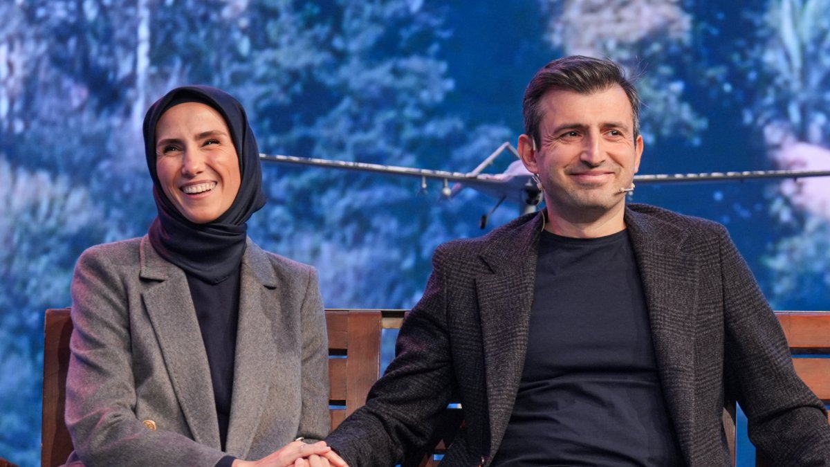 Sümeyye Erdoğan Bayraktar and Selçuk Bayraktar attend an event, Istanbul, Türkiye, Dec. 28, 2025. (AA Photo)