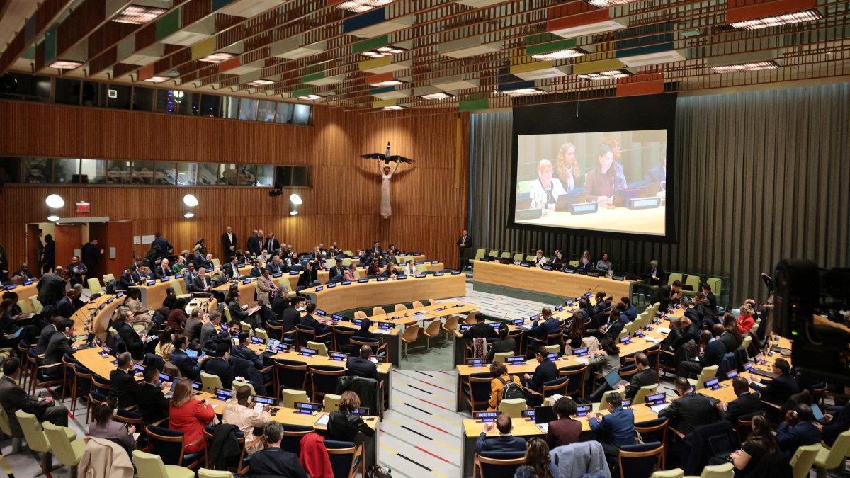 Annalena Baerbock, President of the United Nations General Assembly (UNGA), speaks during an informal dialogue for the candidacy position of the next Secretary-General at the United Nations headquarters, in New York City, April 21, 2026. (AFP File Photo)