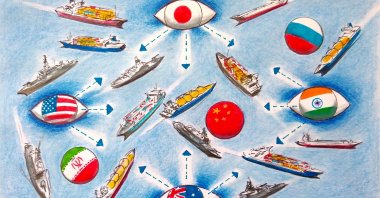 "The Quad's challenge is no longer simply deterring China. Rather, it is whether the group can sustain strategic cohesion when each member increasingly views the Indo-Pacific through different priorities." (Illustration by Erhan Yalvaç)