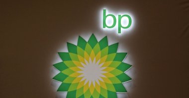 The logo of British multinational oil and gas company BP is displayed at their booth during the LNG 2023 energy trade show in Vancouver, British Columbia, Canada, July 12, 2023. (Reuters Photo)