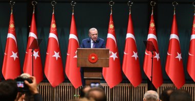 President Recep Tayyip Erdoğan speaks after a Cabinet meeting, Ankara, Türkiye, June 1, 2026. (AA Photo)