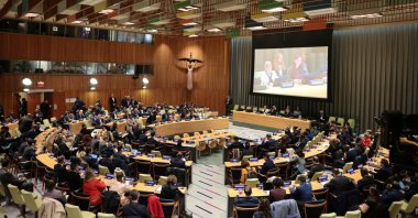 Annalena Baerbock, President of the United Nations General Assembly (UNGA), speaks during an informal dialogue for the candidacy position of the next Secretary-General at the United Nations headquarters, in New York City, April 21, 2026. (AFP File Photo)