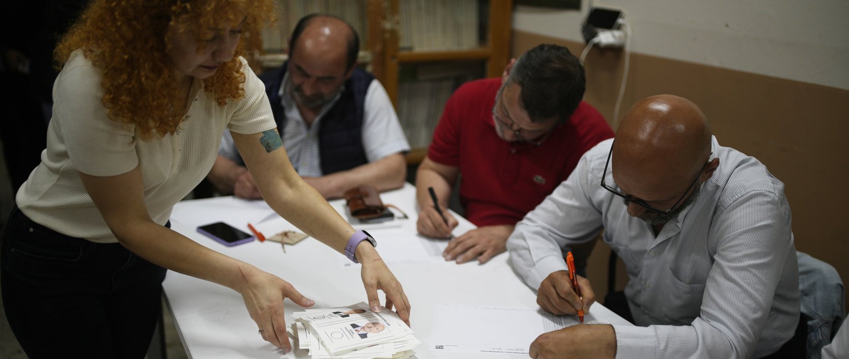 Election representatives count ballots at a polling station in Istanbul, Türkiye, May 28, 2023. (AP Photo)