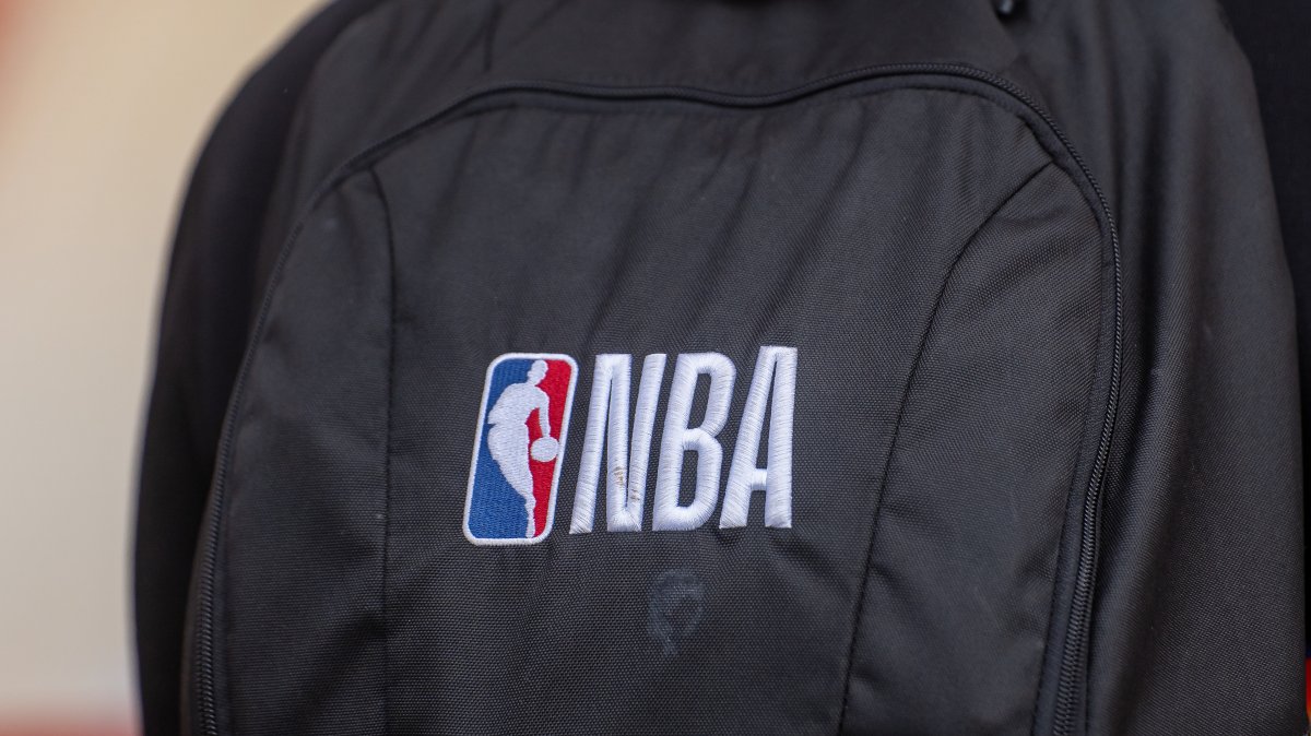 The NBA logo is visible at the FIBA 3x3 World Cup 2026 venue, Warsaw, Poland, June 1, 2026. (Getty Images Photo)