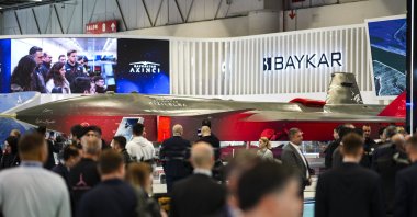 The Bayraktar Kızılelma unmanned combat aircraft is on display at the SAHA 2026 defense fair, Istanbul, Türkiye, May 5, 2026. (AA Photo)