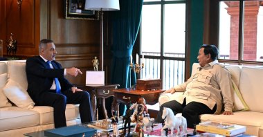 Foreign Minister Hakan Fidan was received by Indonesian President Prabowo Subianto during his official visit to the capital, Jakarta, Indonesia, June 3, 2026. (AA Photo)