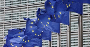 EU flags flutter outside the European Commission headquarters, Brussels, Belgium July 16, 2025. (Reuters Photo)