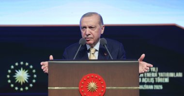 President Recep Tayyip Erdoğan speaks at the inauguration ceremony for renewable energy projects completed in 2025, Ankara, Türkiye, June 3, 2026. (AA Photo)
