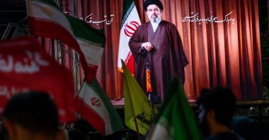 A screen displays an image of Iran's Supreme Leader Mojtaba Khamenei, during a rally in Tehran, Iran, May 29, 2026. (Reuters Photo)