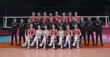 Members of Türkiye's women's national volleyball team meet with journalists during a media day event at TVF Burhan Felek Volleyball Hall in Istanbul, May 18, 2026. (AA File Photo)