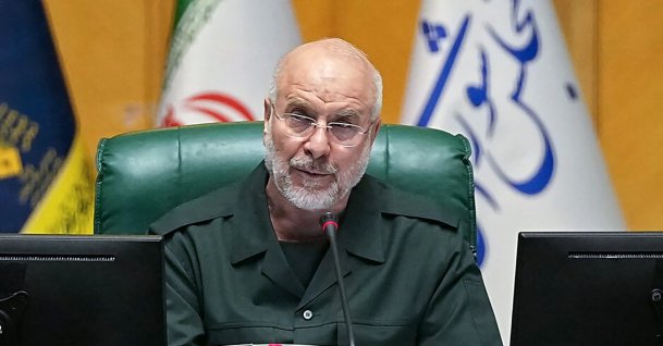 Iran’s Parliament Speaker Mohammad Bagher Ghalibaf, dressed in an IRGC uniform, chairs a session in Tehran, Feb. 1, 2026. (AFP Photo)