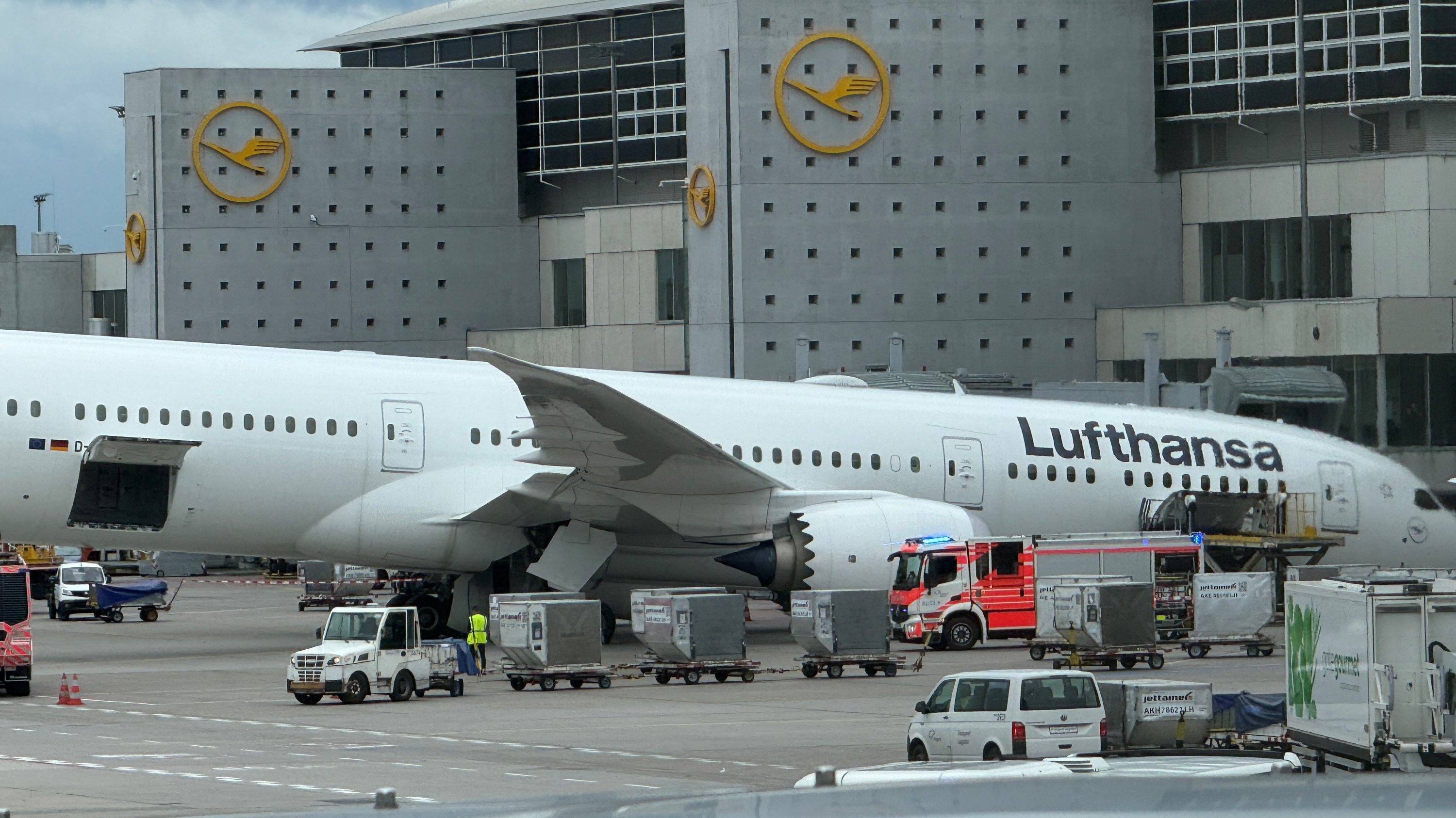 Several injured as Lufthansa jet tips onto its nose in Frankfurt