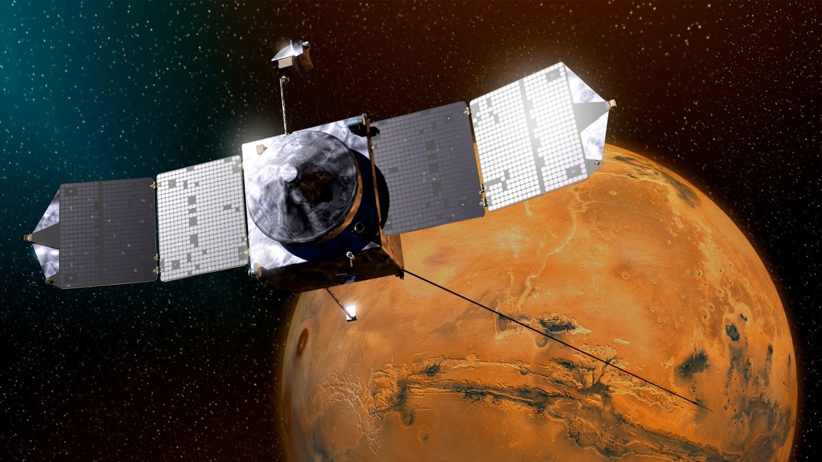 An artist’s concept of NASA’s Maven spacecraft orbiting Mars. (Reuters Photo)
