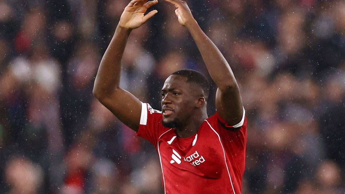 Liverpool's Ibrahima Konate reacts during the UEFA Champions League quarterfinal second leg match against Paris Saint-Germain, Anfield, Liverpool, U.K., April 14, 2026. (Reuters Photo)