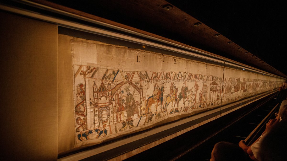 Detail of the Bayeux Tapestry depicting the Norman invasion of England in the 11th Century, Bayeux, France, Aug. 25, 2022. (Shutterstock Photo)