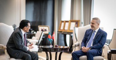 Foreign Minister Hakan Fidan meets with Bangladeshi Foreign Minister Khalilur Rahman, Ankara, Türkiye, March 14, 2026. (AA Photo)