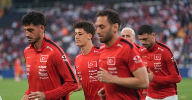Türkiye national team players warm up before the 2026 FIFA World Cup preparatory match against North Macedonia at Chobani Stadium, Istanbul, Türkiye, June 1, 2026. (AA Photo)