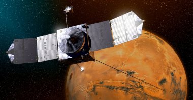 An artist’s concept of NASA’s Maven spacecraft orbiting Mars. (Reuters Photo)