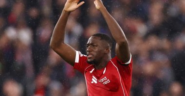 Liverpool's Ibrahima Konate reacts during the UEFA Champions League quarterfinal second leg match against Paris Saint-Germain, Anfield, Liverpool, U.K., April 14, 2026. (Reuters Photo)