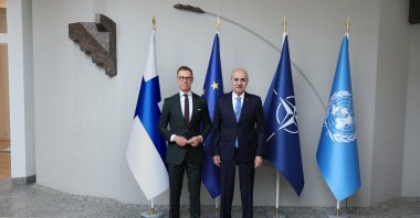 Finnish President Alexander Stubb (L) poses next to Turkish Parliament Speaker Numan Kurtulmuş, Helsinki, Finland, June 2, 2026. (AA Photo)