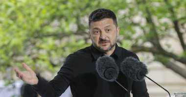Ukrainian President Volodymyr Zelenskyy speaks during a joint press conference with NATO Secretary-General Mark Rutte (not pictured), Kyiv, Ukraine, June 3, 2026. (EPA Photo)