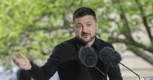Ukrainian President Volodymyr Zelenskyy speaks during a joint press conference with NATO Secretary-General Mark Rutte (not pictured), Kyiv, Ukraine, June 3, 2026. (EPA Photo)
