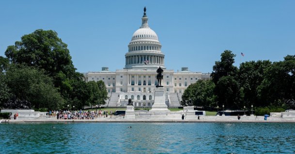 A duck swims in the Capitol Reflecting Pool, near the U.S. Capitol building in Washington, D.C., U.S., June 3, 2026. (Reuters Photo)