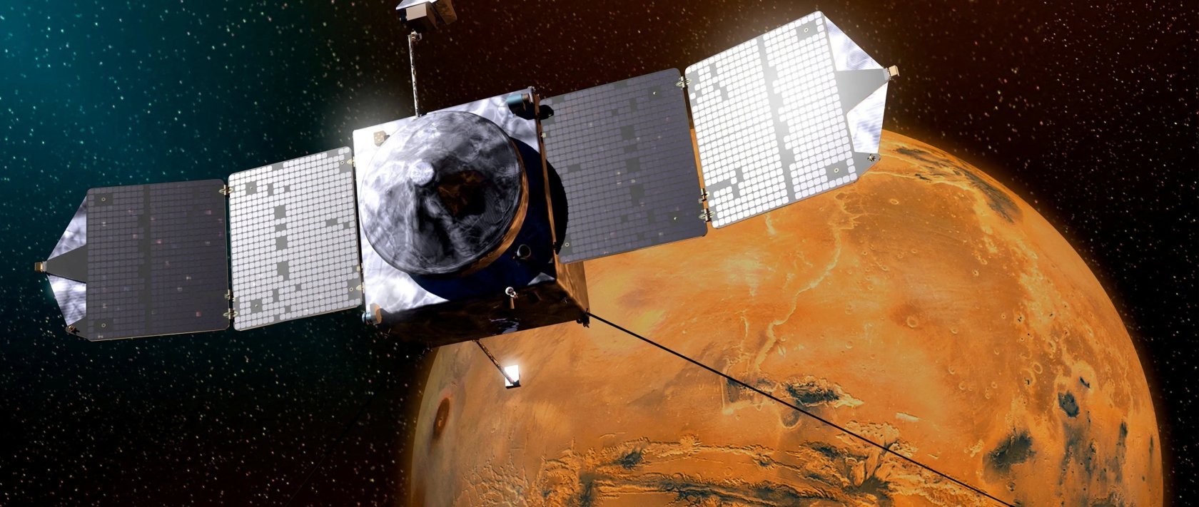 An artist’s concept of NASA’s Maven spacecraft orbiting Mars. (Reuters Photo)