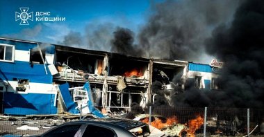 The site of a dairy plant hit by a Russian drone strike, amid Russia's attack on Ukraine, Kyiv, Ukraine, June 5, 2026. (Reuters Photo)