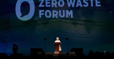 First lady Emine Erdoğan delivers a speech during the opening ceremony of the second Global Zero Waste Forum, Istanbul, Türkiye, June 5, 2026. (Courtesy of Zero Waste Foundation)