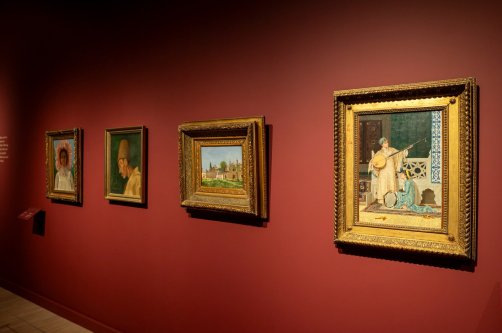 Paintings by Osman Hamdi Bey on display at the Pera Museum. (Photo courtesy of Pera Museum)