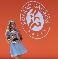 Russia's Mirra Andreeva poses with the trophy, a day after winning the French Open women's singles final, in Paris, France, June 7, 2026. (EPA Photo)
