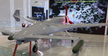 The K2 Kamikaze, a next-generation, artificial intelligence-powered and autonomous swarm-capable unmanned aerial vehicle, developed by Turkish defence firm Baykar, is displayed at the SAHA 2026 fair in Istanbul, Türkiye, May 8, 2026. (Reuters Photo)