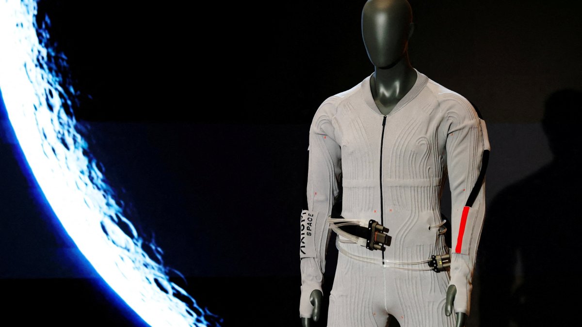 The inner-layer liquid cooling and ventilation garment designed by Prada and Axiom Space is unveiled at a press event, New York City, U.S., June 7, 2026. (Reuters Photo)