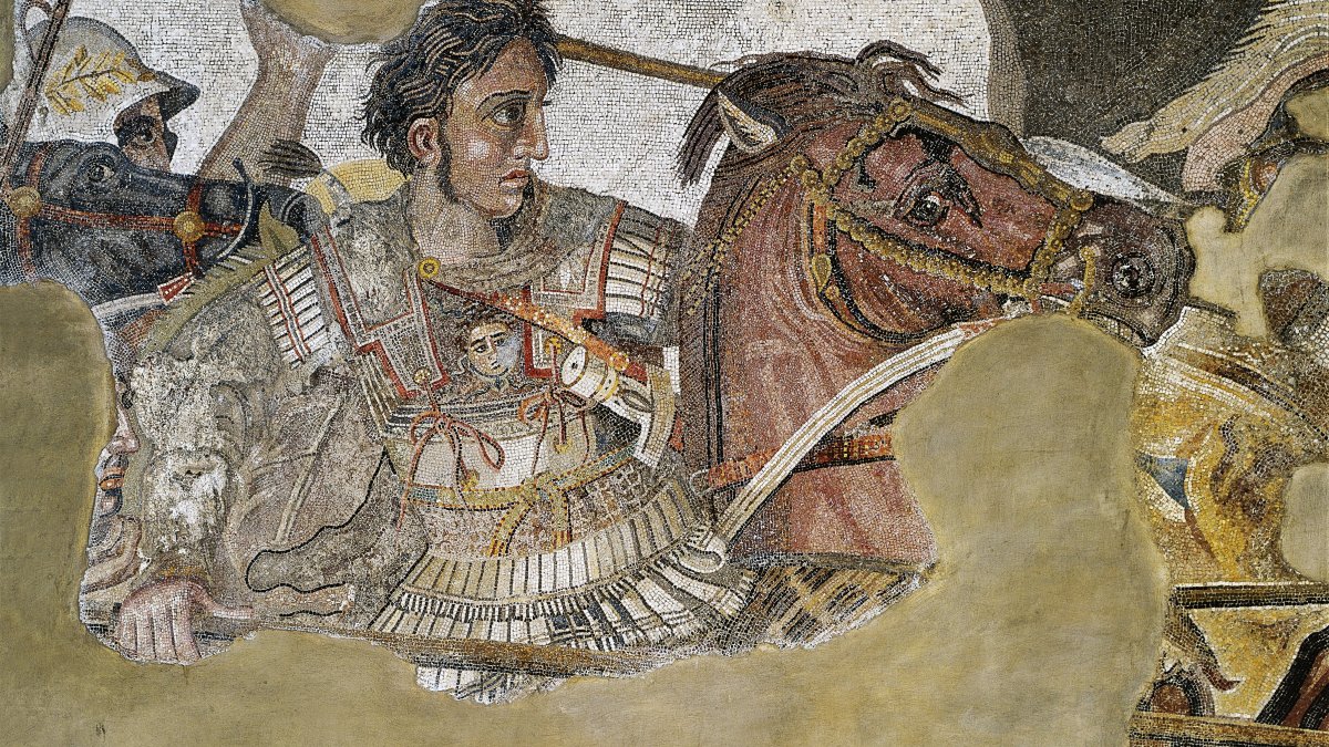A mosaic depicting Alexander the Great fighting in the Battle of Issus, ca. 310 B.C., Naples, Italy. (Getty Images Photo)