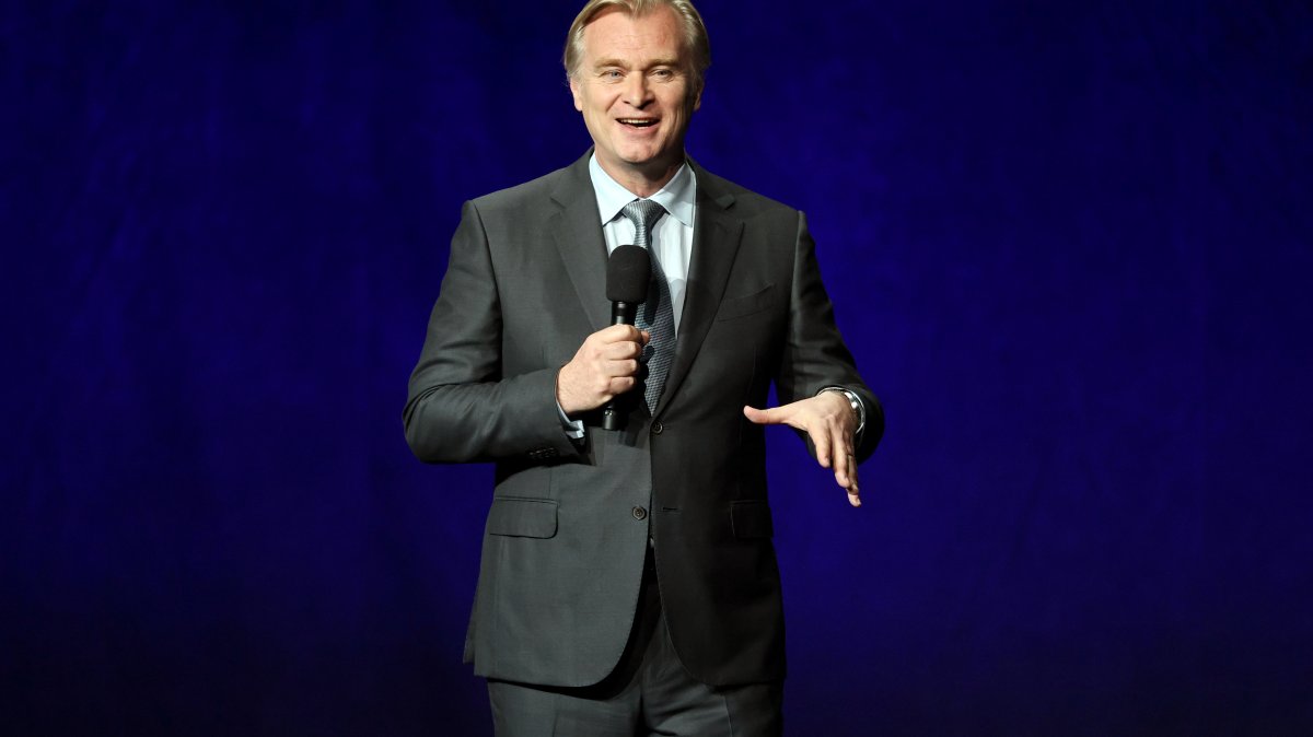 Christopher Nolan promotes the upcoming film "The Odyssey" during CinemaCon, the official convention of Cinema United, Las Vegas, U.S., April 15, 2026. (Getty Images Photo)