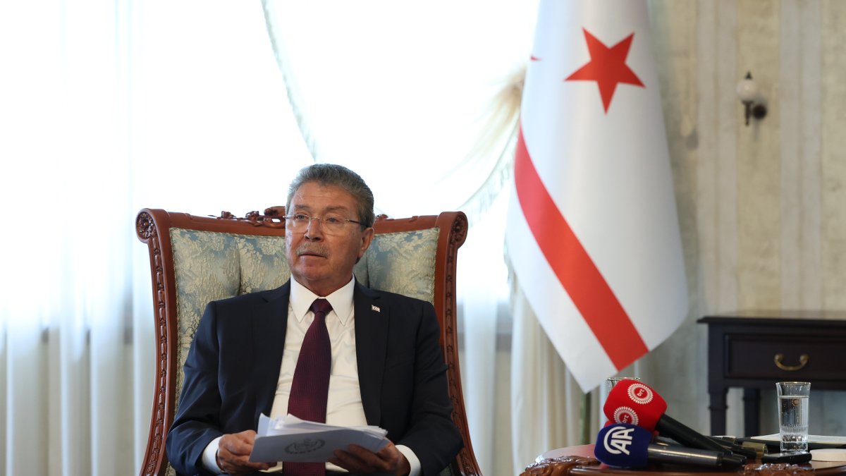 TRNC PM Ünal Üstel attends a meeting with Vice President Cevdet Yılmaz (not pictured) in Ankara, May 20, 2026. (AA File Photo