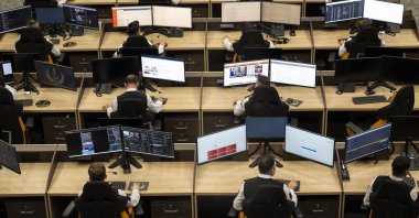 Personnel monitor cyber activity at the Gendarmerie General Command's Cyber Monitoring and Evaluation Center, Ankara, Türkiye, May 5, 2026. (AA Photo)