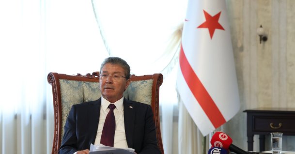 TRNC PM Ünal Üstel attends a meeting with Vice President Cevdet Yılmaz (not pictured) in Ankara, May 20, 2026. (AA File Photo