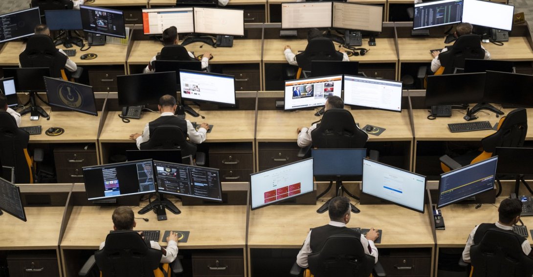 Personnel monitor cyber activity at the Gendarmerie General Command's Cyber Monitoring and Evaluation Center, Ankara, Türkiye, May 5, 2026. (AA Photo)