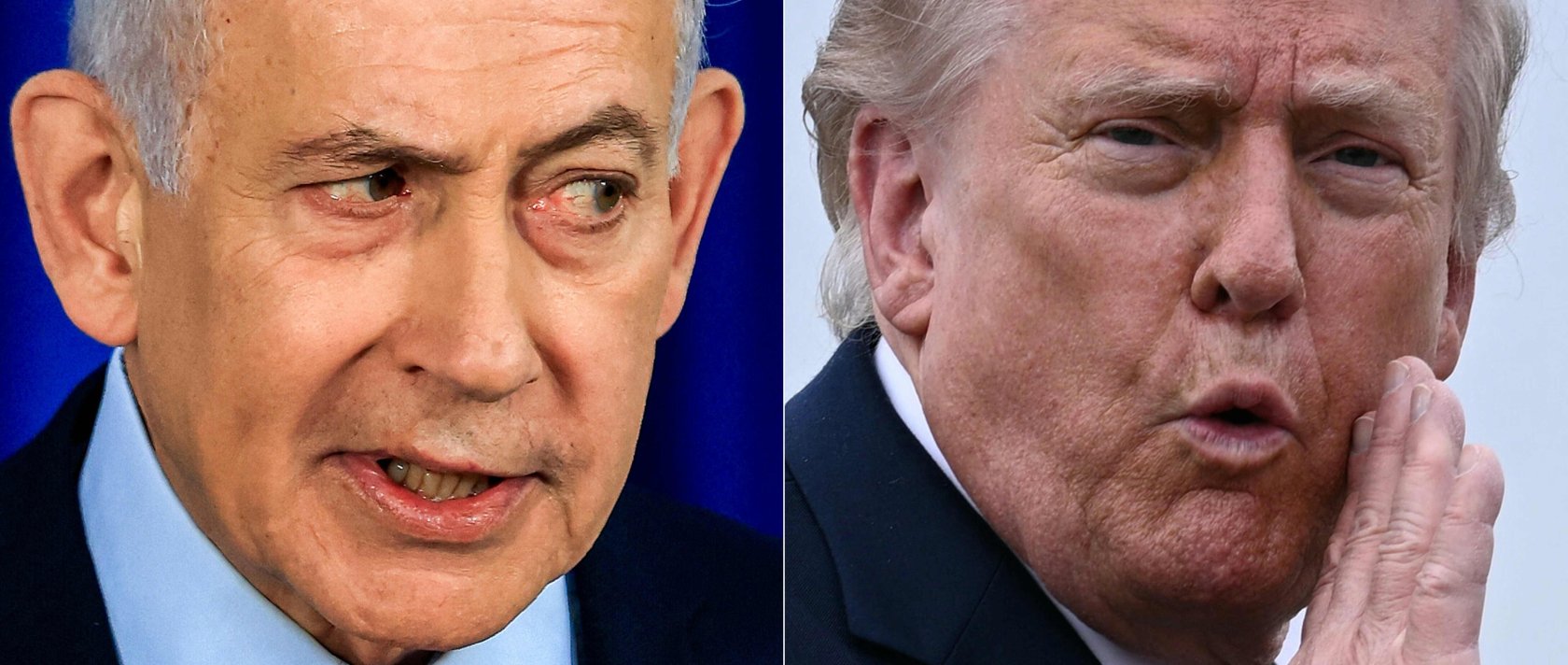 This combination of pictures created on June 3, 2026 shows Israeli Prime Minister Benjamin Netanyahu in Jerusalem on March 19, 2026 and U.S. President Donald Trump in Morristown, New Jersey, on May 22, 2026. (AFP Photo)