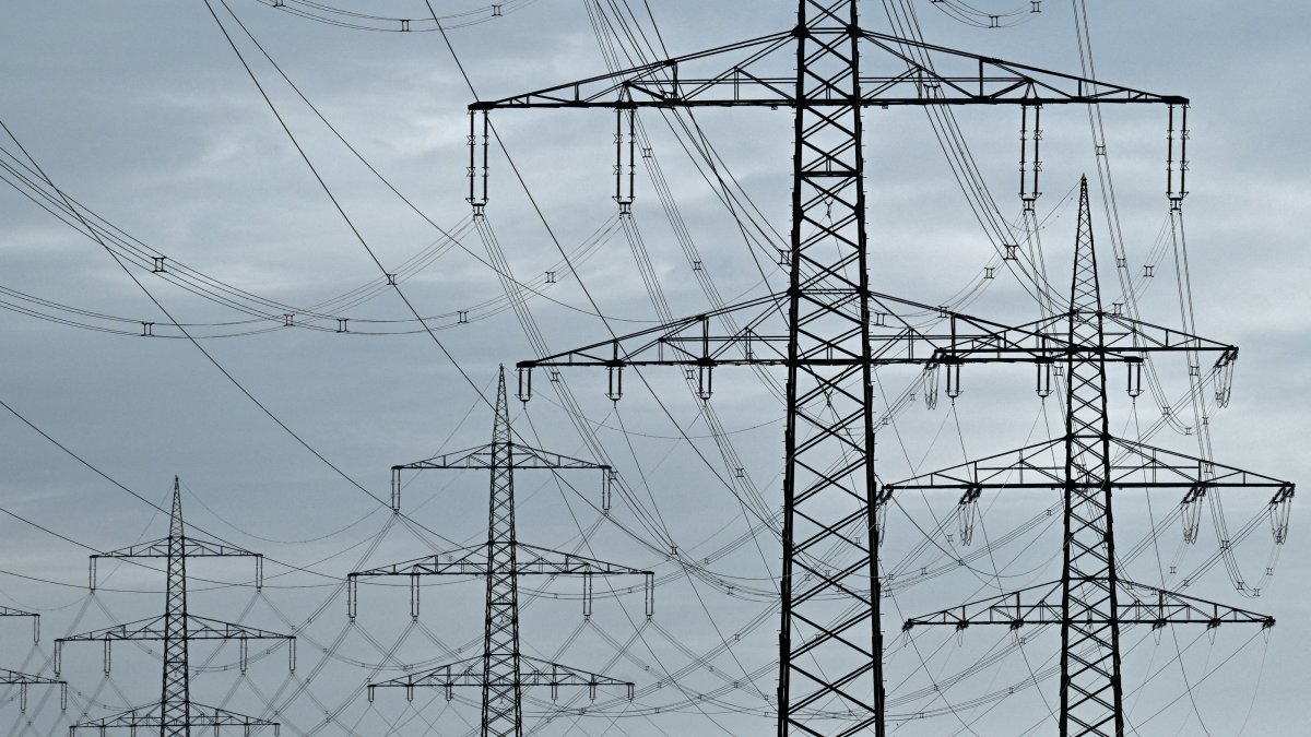 High-voltage power lines and electricity pylons are pictured close to the motorway A24 near Luettow-Valluhn, Germany Jan. 31, 2025. (Reuters Photo)