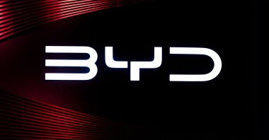 The logo for Chinese electric vehicle manufacturer BYD is pictured at the 2025 Bangkok International Motor Show at the Impact Arena convention venue, Bangkok, Thailand, March 24, 2025. (AFP Photo)