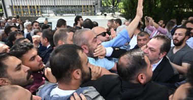 Supporters of Özgür Özel and Kemal Kılıçdaroğlu confront each other outside Parliament, Ankara, Türkiye, June 9, 2026. (AA Photo)