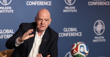 FIFA President Gianni Infantino speaks during the 29th annual Milken Institute Global Conference at the Beverly Hilton, Beverly Hills, U.S., May 5, 2026. (AFP Photo)