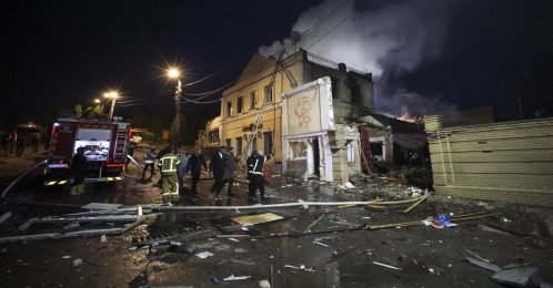 Ukrainian rescuers work at the site of a Russian strike on a residential area in Kharkiv, Ukraine, June 9, 2026. (EPA Photo)
