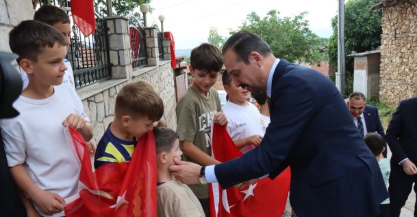 AK Party Deputy Chair and Head of Relations with Turkic States Kürşad Zorlu visits the village of Dolno Kolicani near Skopje as part of his official engagements, Skopje, North Macedonia, June 9, 2026. (AA Photo)
