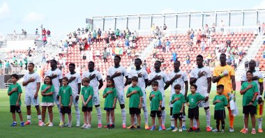 Senegal players line up during the national anthems before the International Friendly match against Saudi Arabia at Toyota Field, San Antonio, Texas, U.S., June 9, 2026. (Reuters Photo)