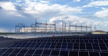 Solar panels and electricity grids are seen in Eskişehir province, central Türkiye, June 3, 2026. (AA Photo)